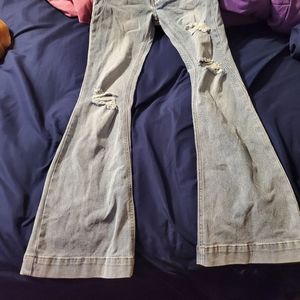 Simple society bell bottom ripped jeans